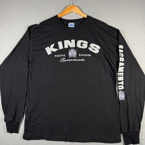 Vintage NBA Sacramento Kings Long Sleeve Shirt Mens Large Black Pacific Division